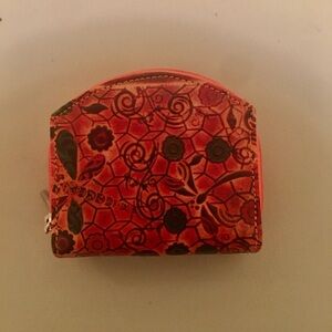 Floral Embossed Orange Women's Leather Wallet